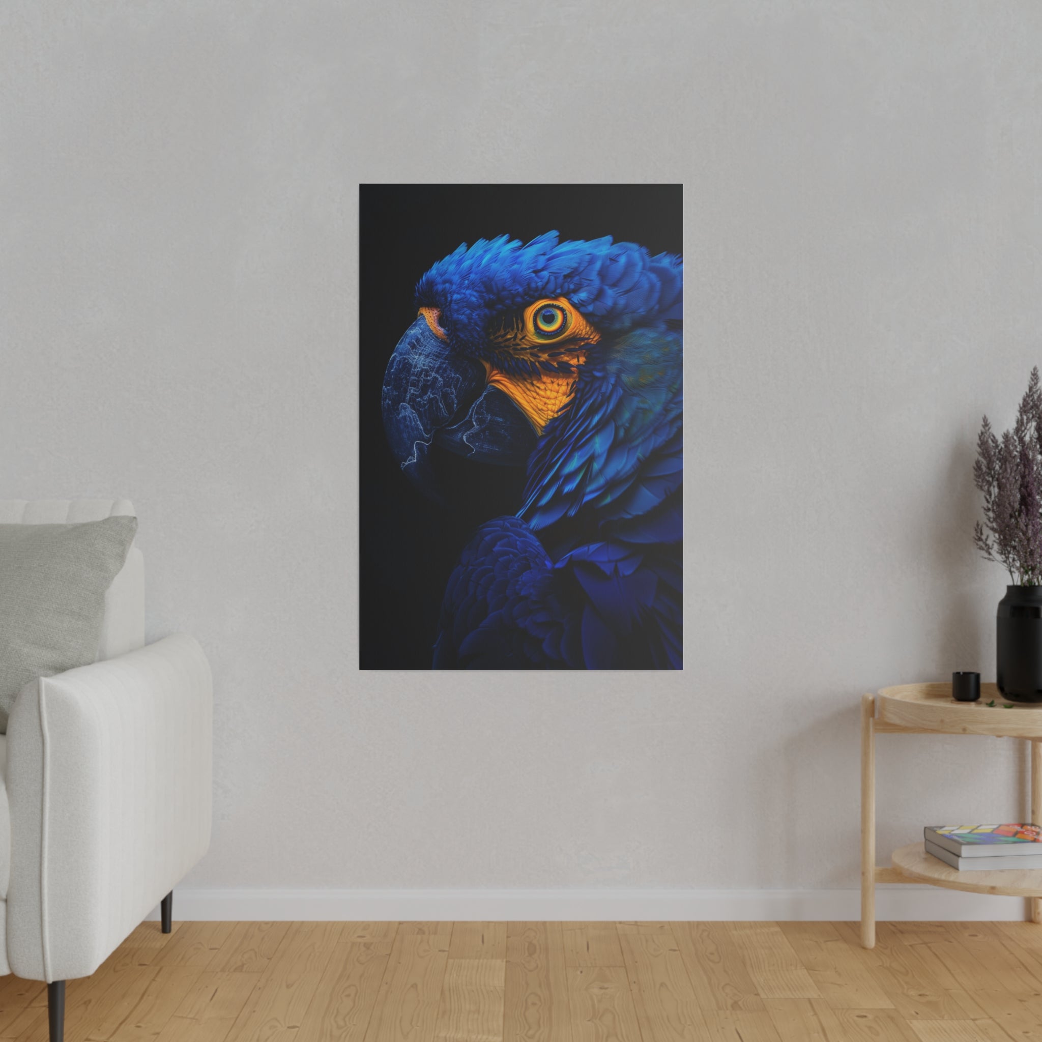 Vibrant Blue Parrot - Wildlife Wall Art - Vertical Canvas - WA291