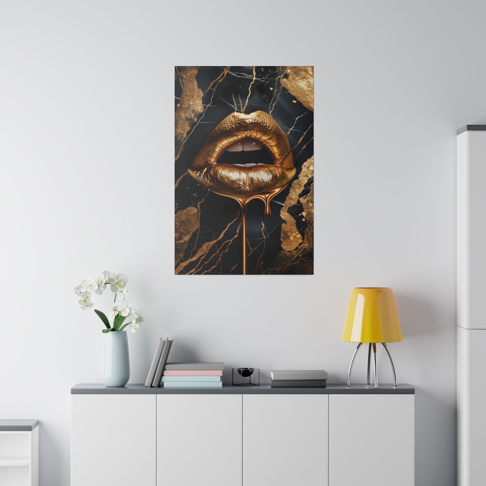 Dripping Golden Lips - Luxury Themed Canvas - Vertical Canvas - WA67