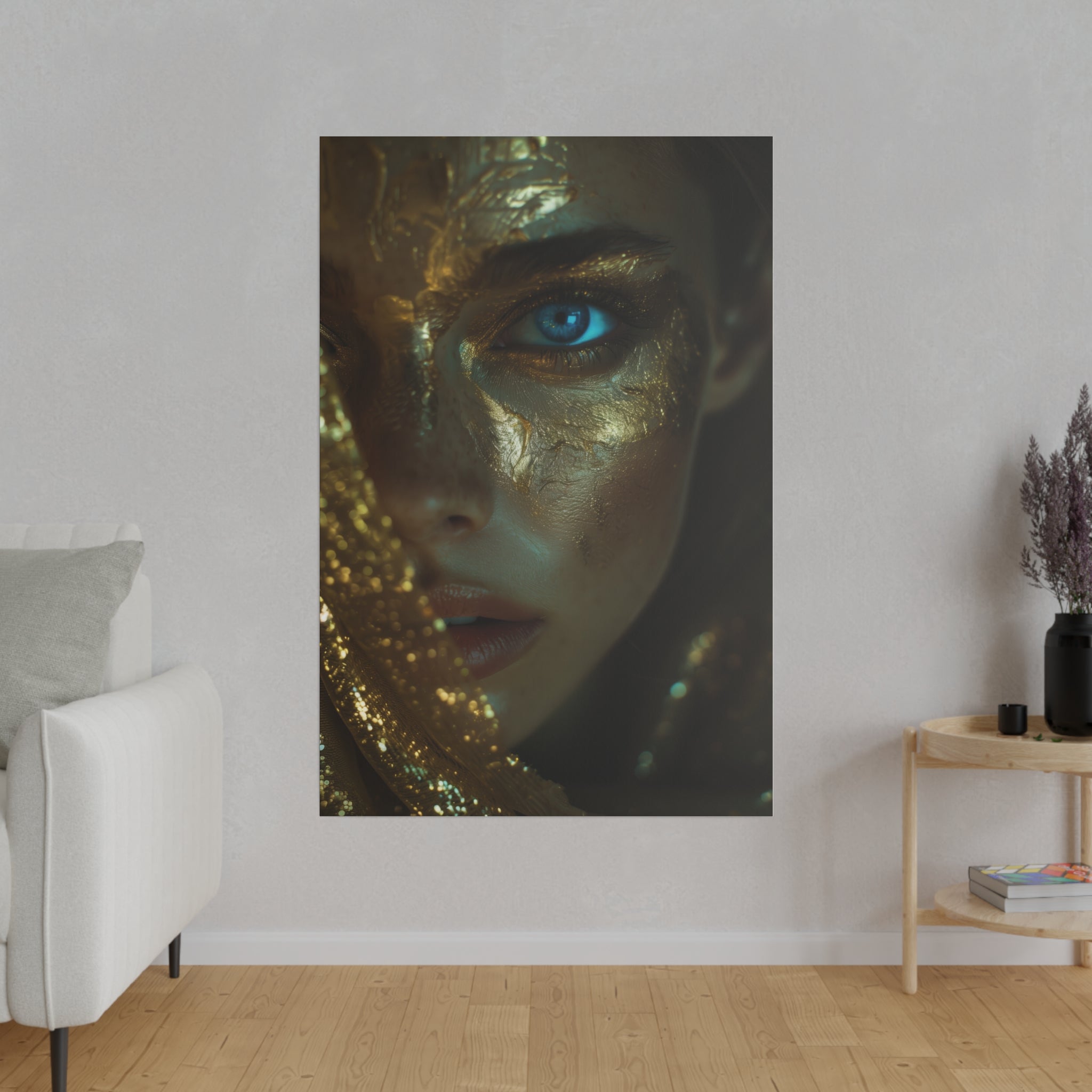 Radiant Gold, Woman Portrait - Luxury Gold Themed Wall Art - Vertical Canvas - WA299