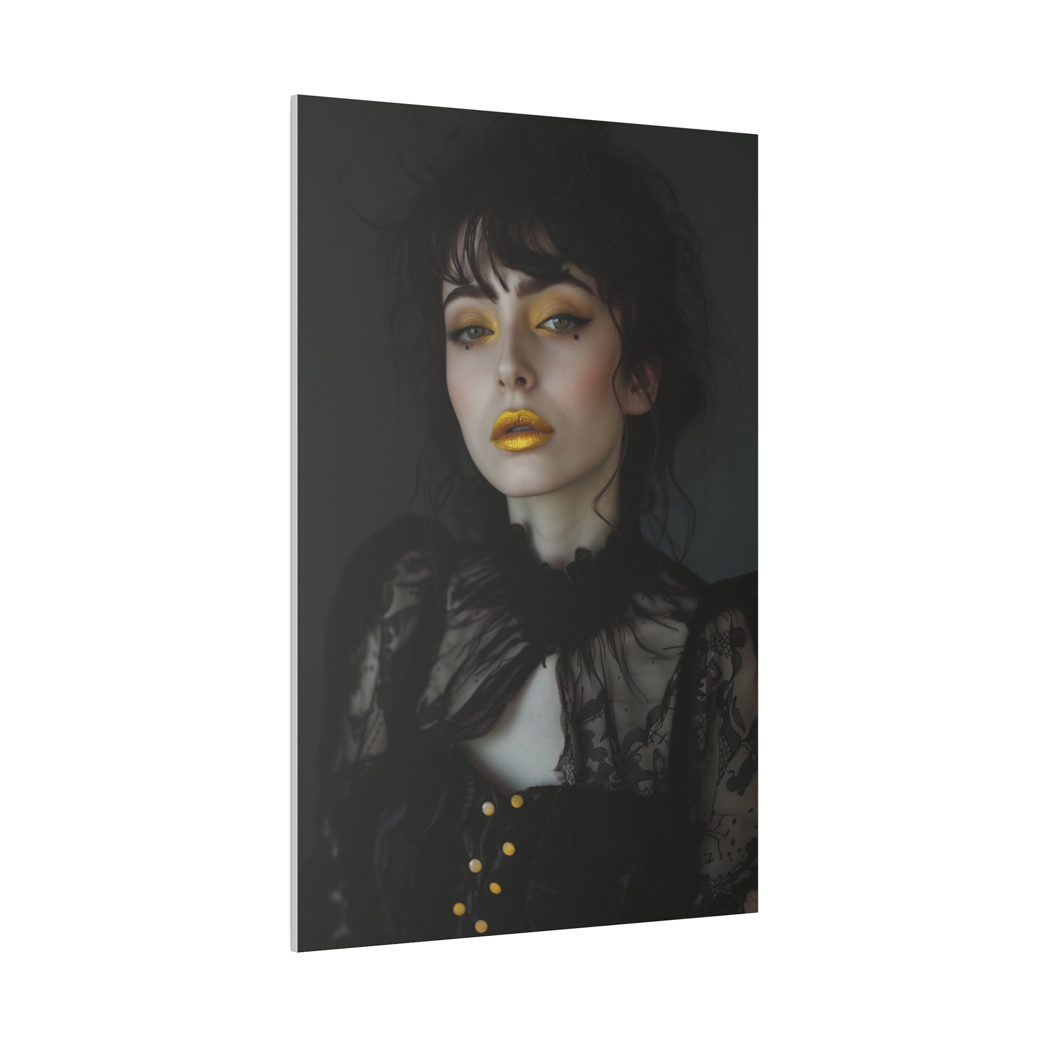 Enigmatic Glamour, Woman Portrait - Luxury Gold Themed Wall Art - Vertical Canvas - WA304