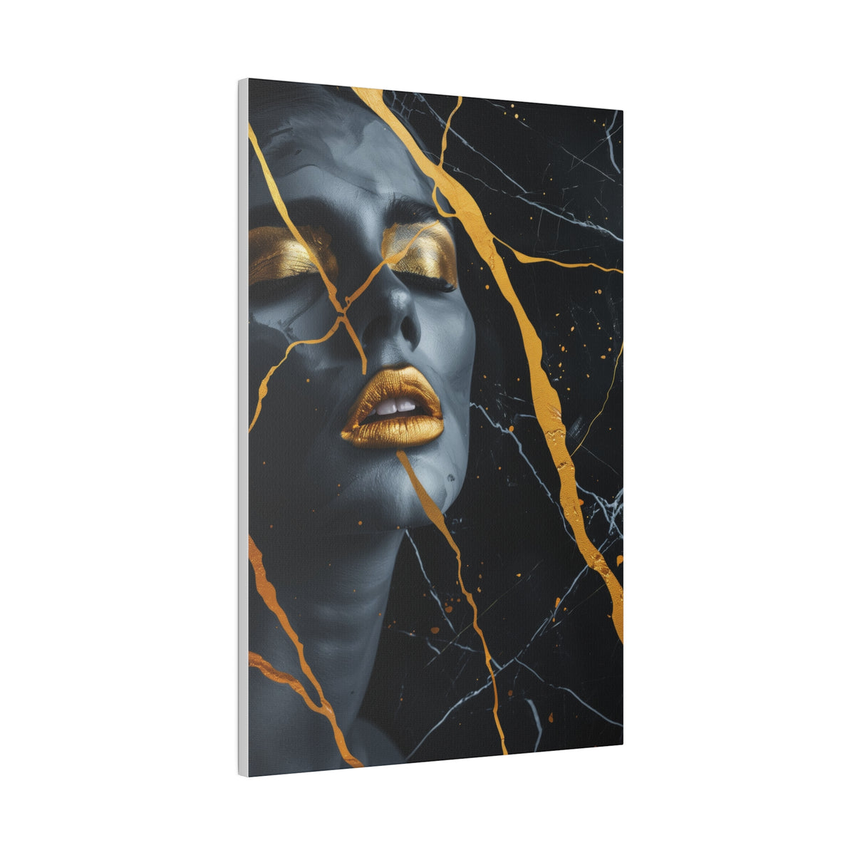 Veins of Gold, Woman Portrait - Luxury Gold Themed Wall Art - Vertical Canvas - WA305