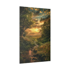 Golden Sunset Stream - Nature Wall Art - Vertical Canvas - WA326